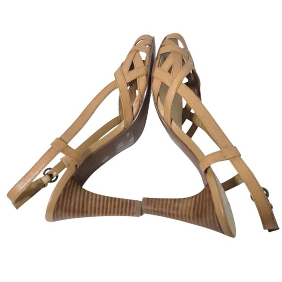 Worthington Women's Tan Slingback Strappy Heels Open Toe Classic Sz 7.5 - Picture 5 of 7